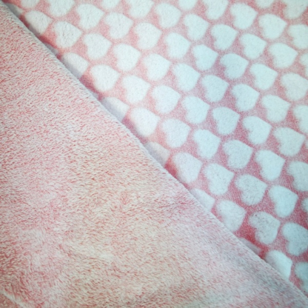 Cuddle Fleece - HEARTS ON BABY PINK